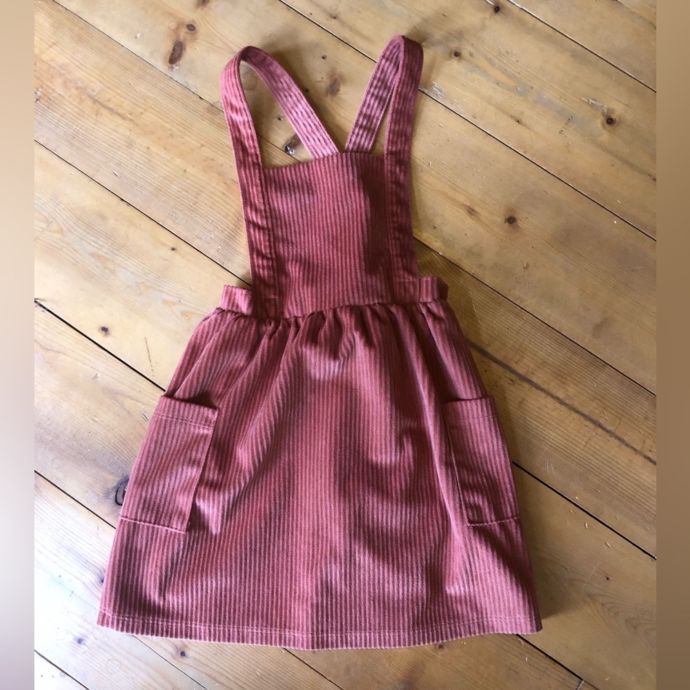 (Must bundle) - NWOT  Pinafore corduroy overall dress. Coral orange color